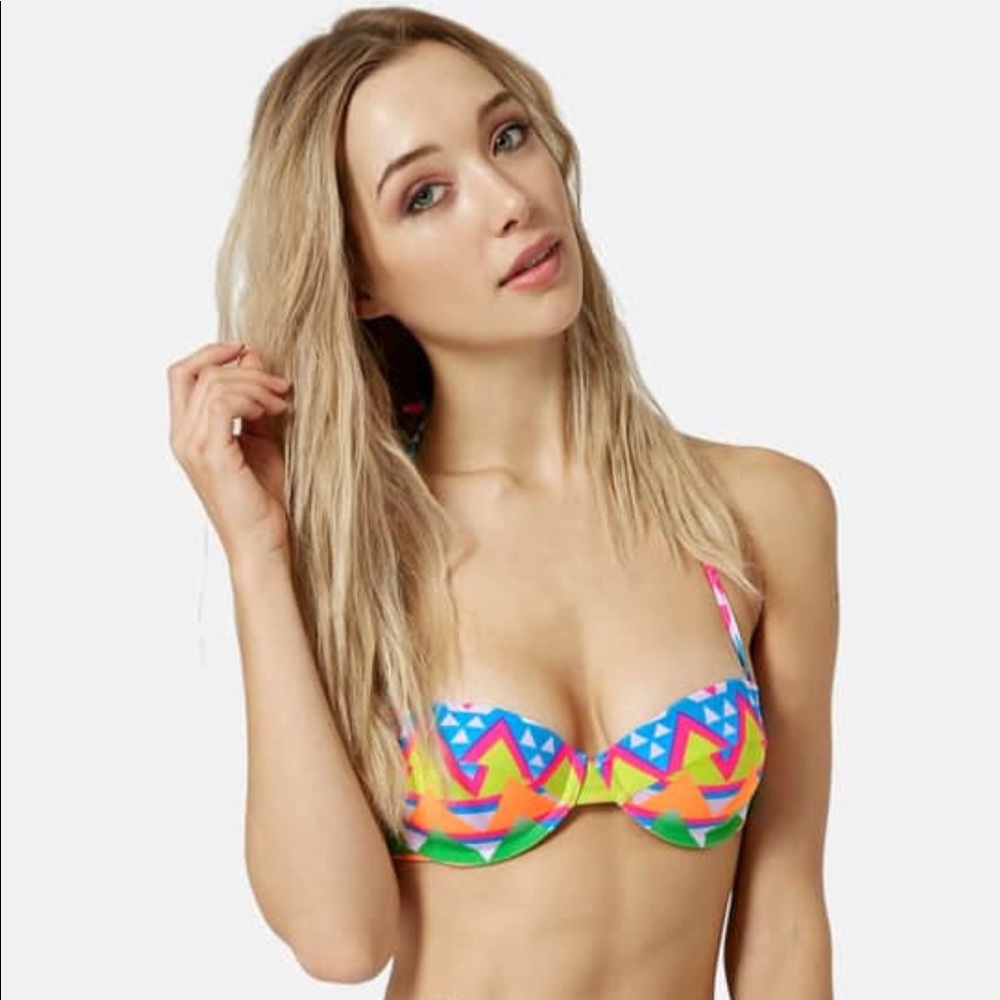 TOPSHOP Neon Aztec Push Up Bikini Swimsuit Top 4